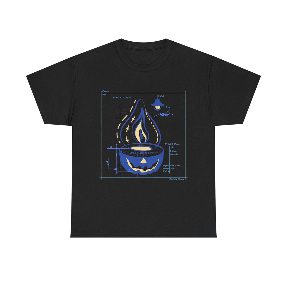 Wisp Lantern - Flickering Blueprint Halloween Tee - product photo 1 of 4 - SunCrew Supply Co.