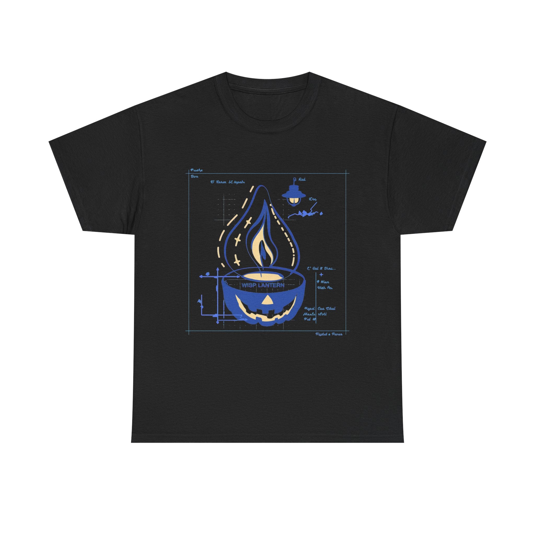 Wisp Lantern - Flickering Blueprint Halloween Tee