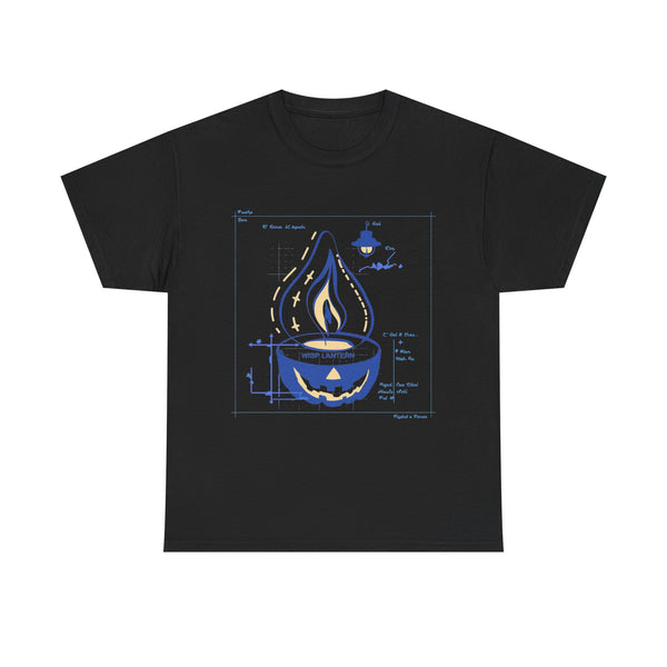Wisp Lantern - Flickering Blueprint Halloween Tee