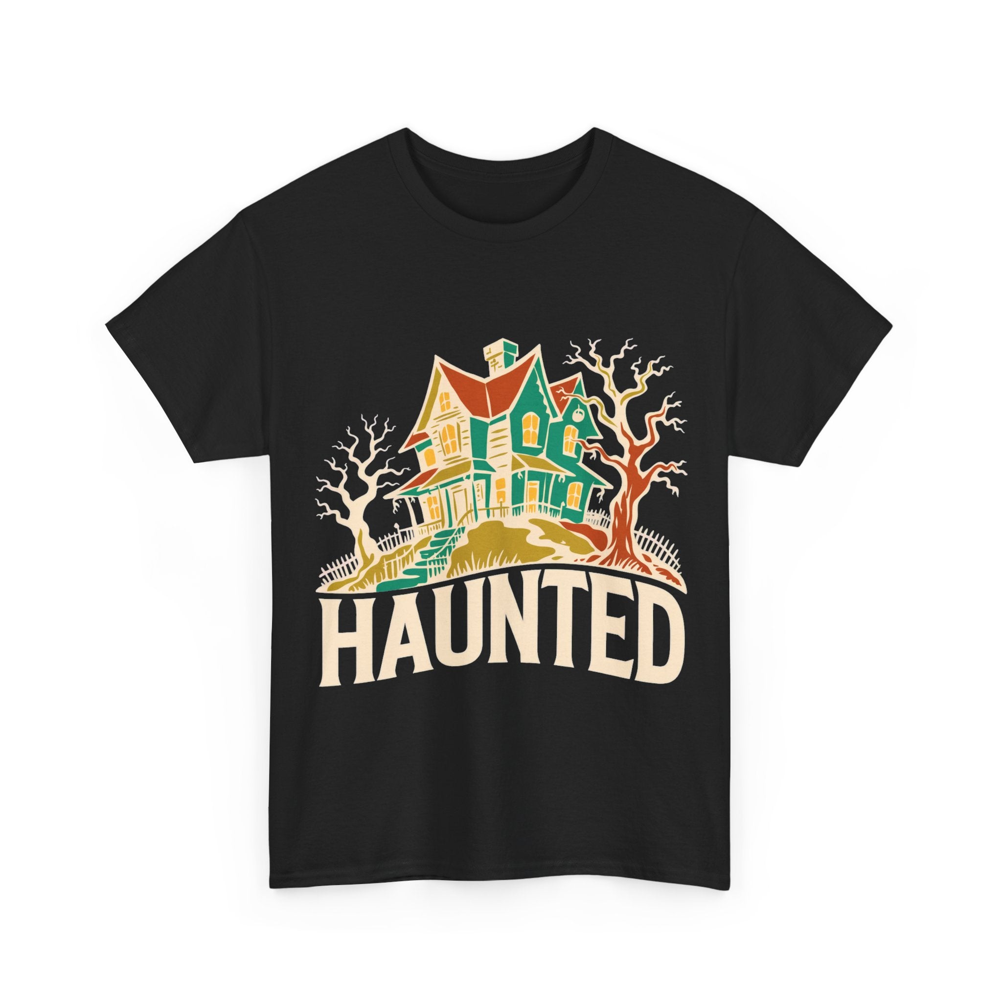 Haunted - Retro Haunted House Halloween Tee