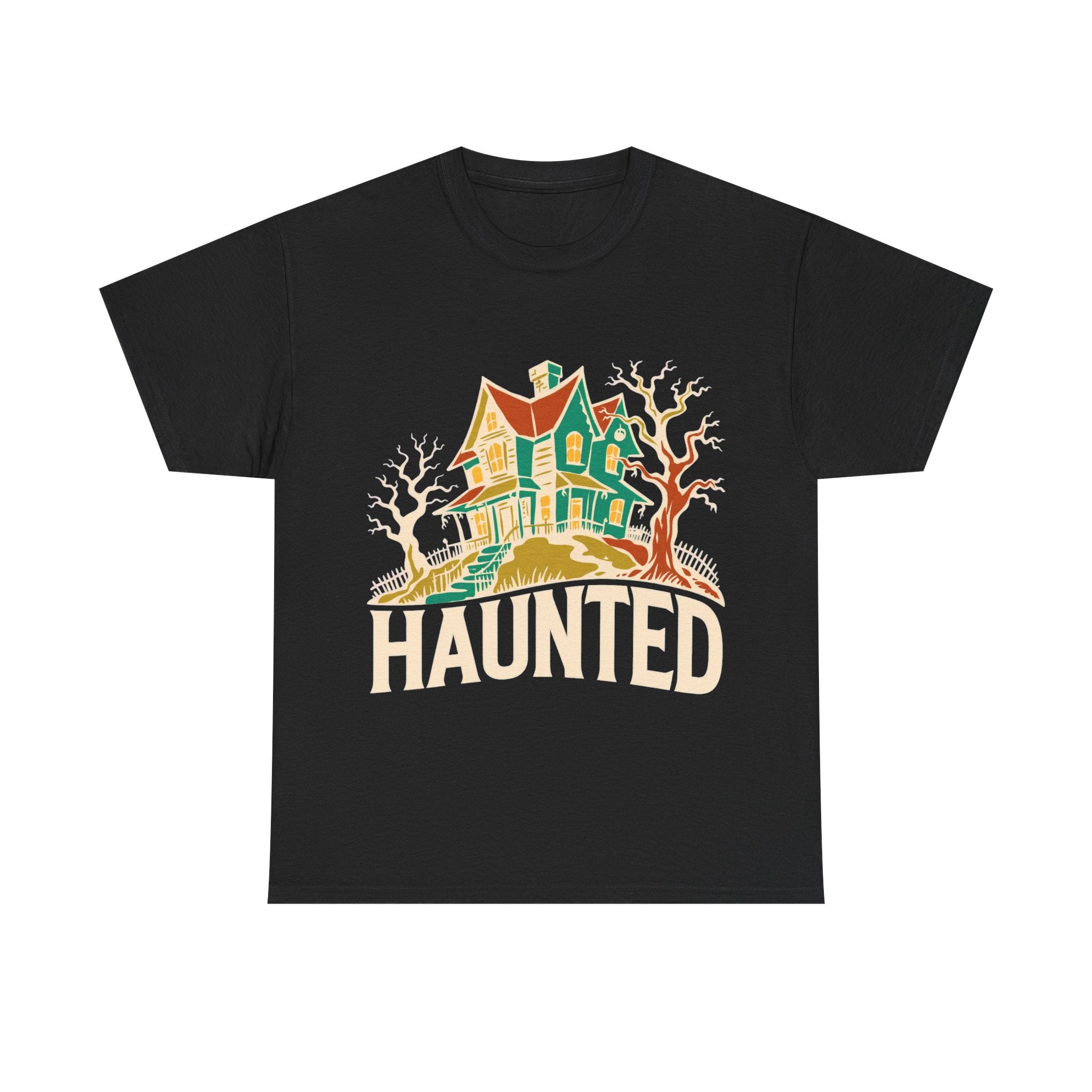 Haunted - Retro Haunted House Halloween Tee
