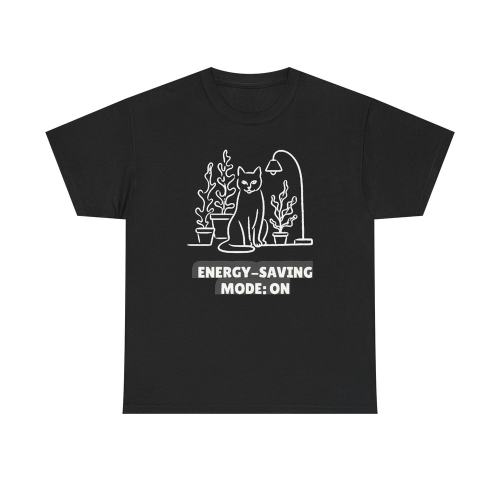 Energy-Saving Mode On - Funny Minimal Cat Tee - product photo 1 of 4 - SunCrew Supply Co.