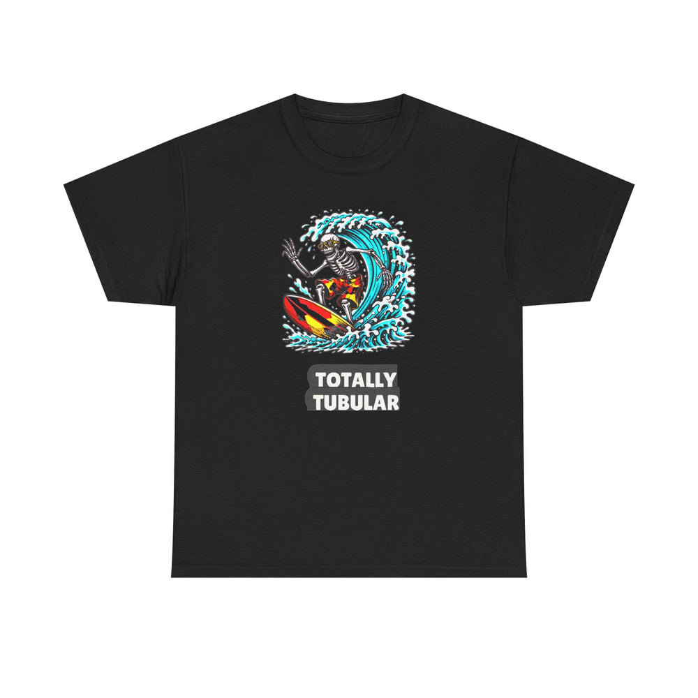 Totally Tubular - Funny Skeleton Surfing Halloween Tee