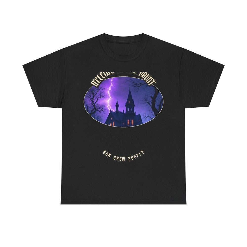 Welcome to the Haunt - Realistic Mansion Tee - product photo 1 of 4 - SunCrew Supply Co.