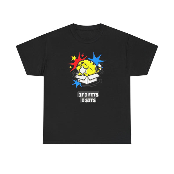 If I Fits I Sits - Funny Cat Box Comic Tee