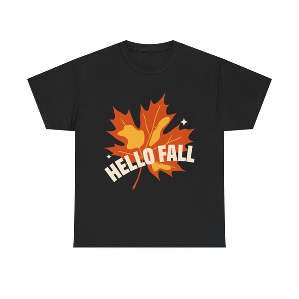 Hello Fall - Minimal Autumn Leaf Tee