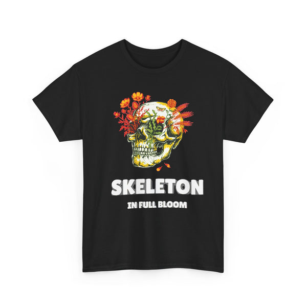 Skeleton In Full Bloom - Floral Skull Halloween Tee