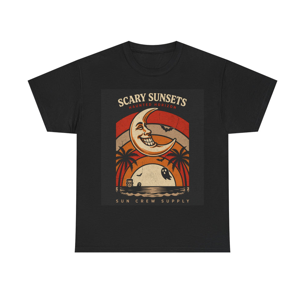 Scary Sunsets - Retro Halloween Poster Tee - product photo 1 of 4 - SunCrew Supply Co.